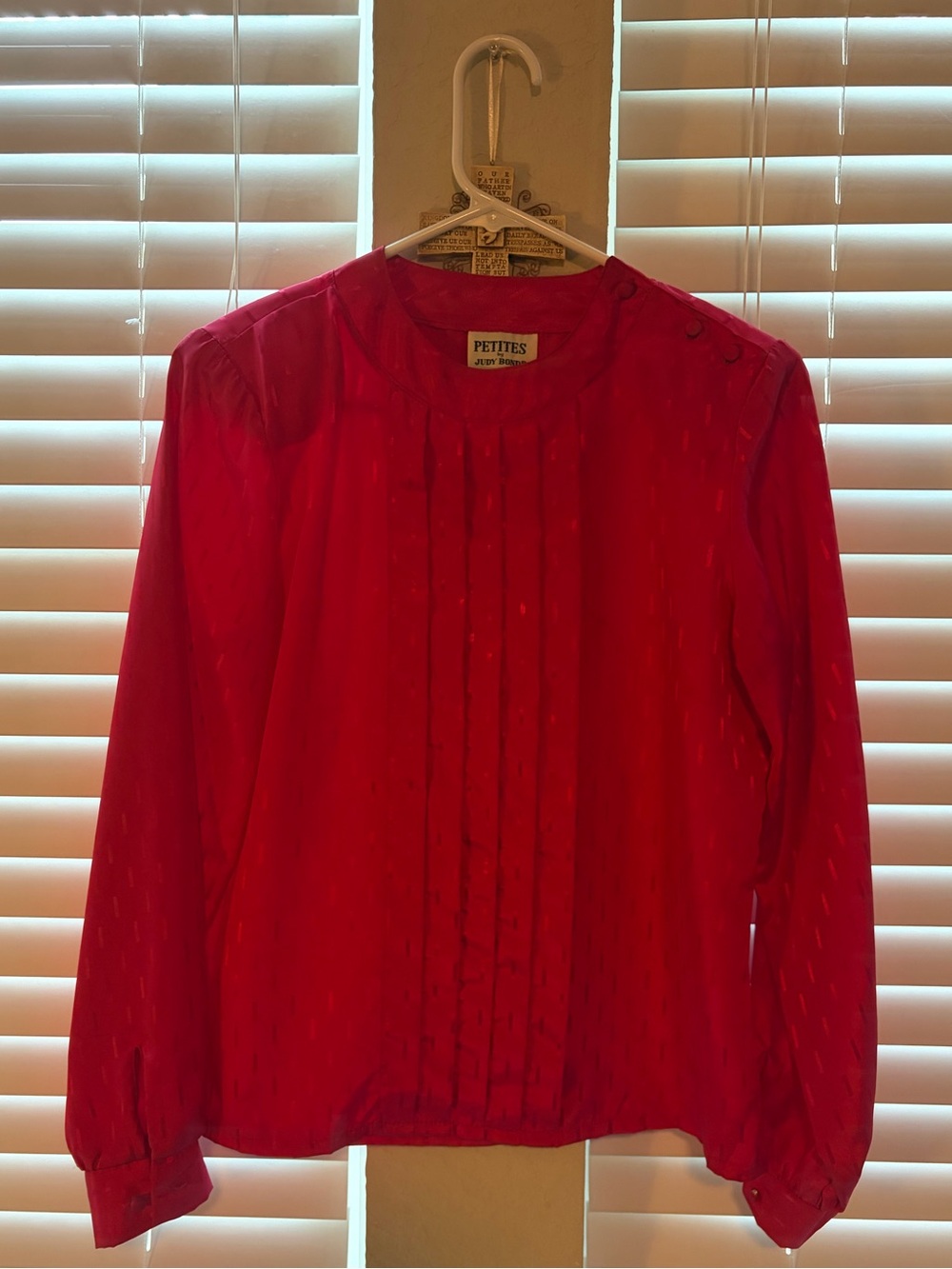 Petites by Judy Bond Medium Fuchsia Pink Vintage Silk Long Sleeve Blouse 💕